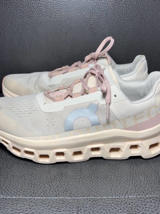On Clouds Shoes - Light Pink and White Women's Cloud-Tech Cushion Sneakers